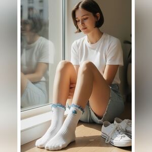 Smurfs White Ankle Socks